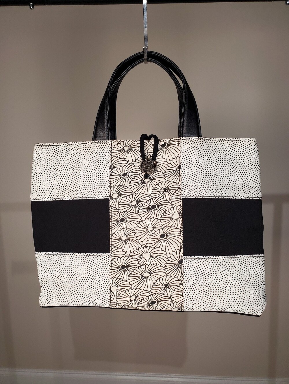 Monochromatic Floral Fabric Tote